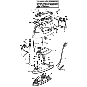 Replacement Parts Diagram and Parts List for F630S  Black and Decker Iron